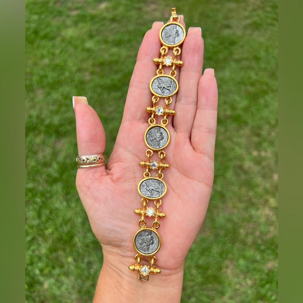 Vintage Premier Designs, Pegasus & Angel Bracelet With Gray Cameos & Crystals - Picture 4 of 16